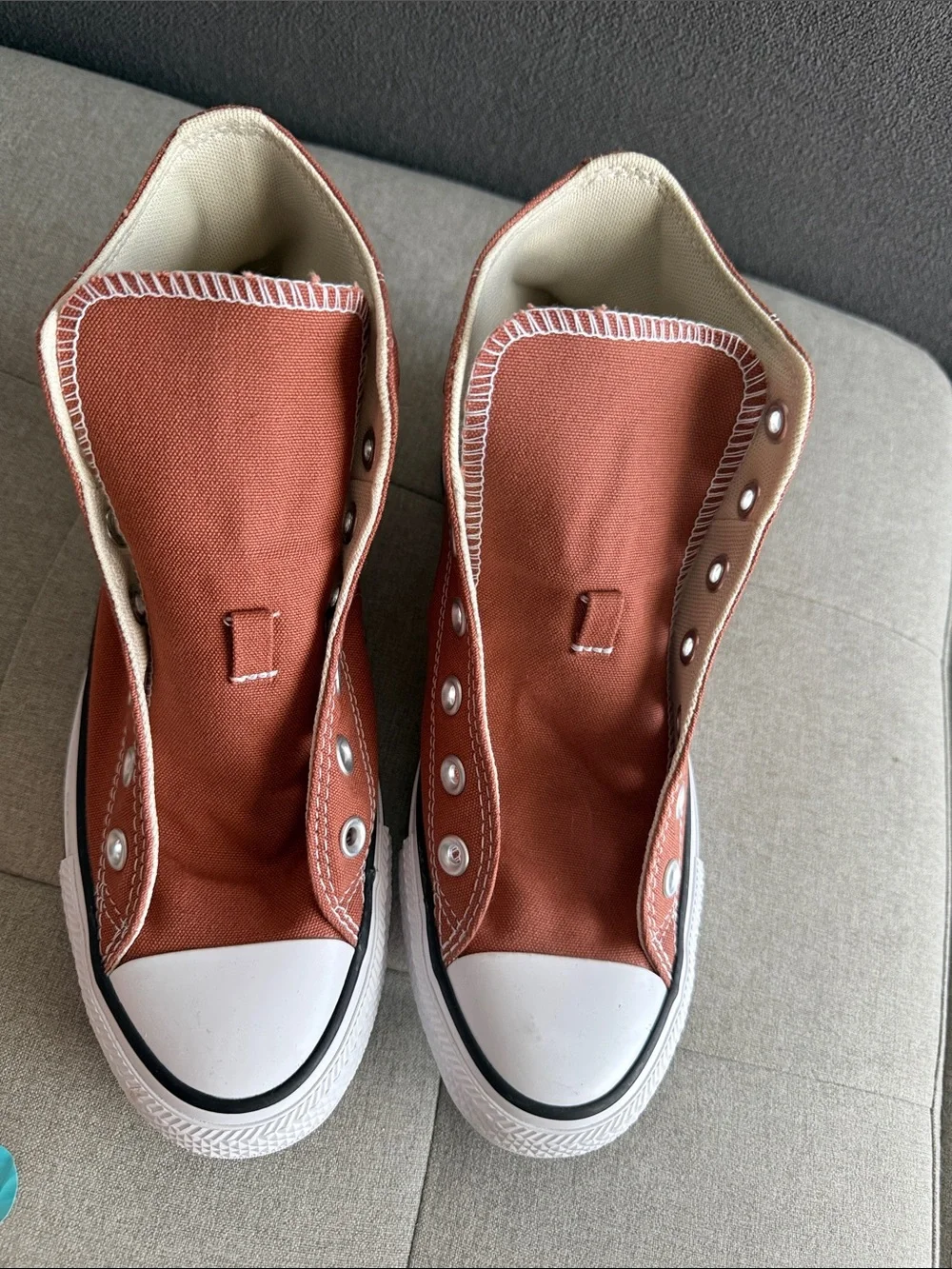 Converse High-Top Canvas Sneakers in Rust Orange -